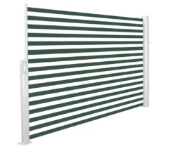 1.6m Patio Wind Break Full Cassette Manual Side Shade Green And White Awning