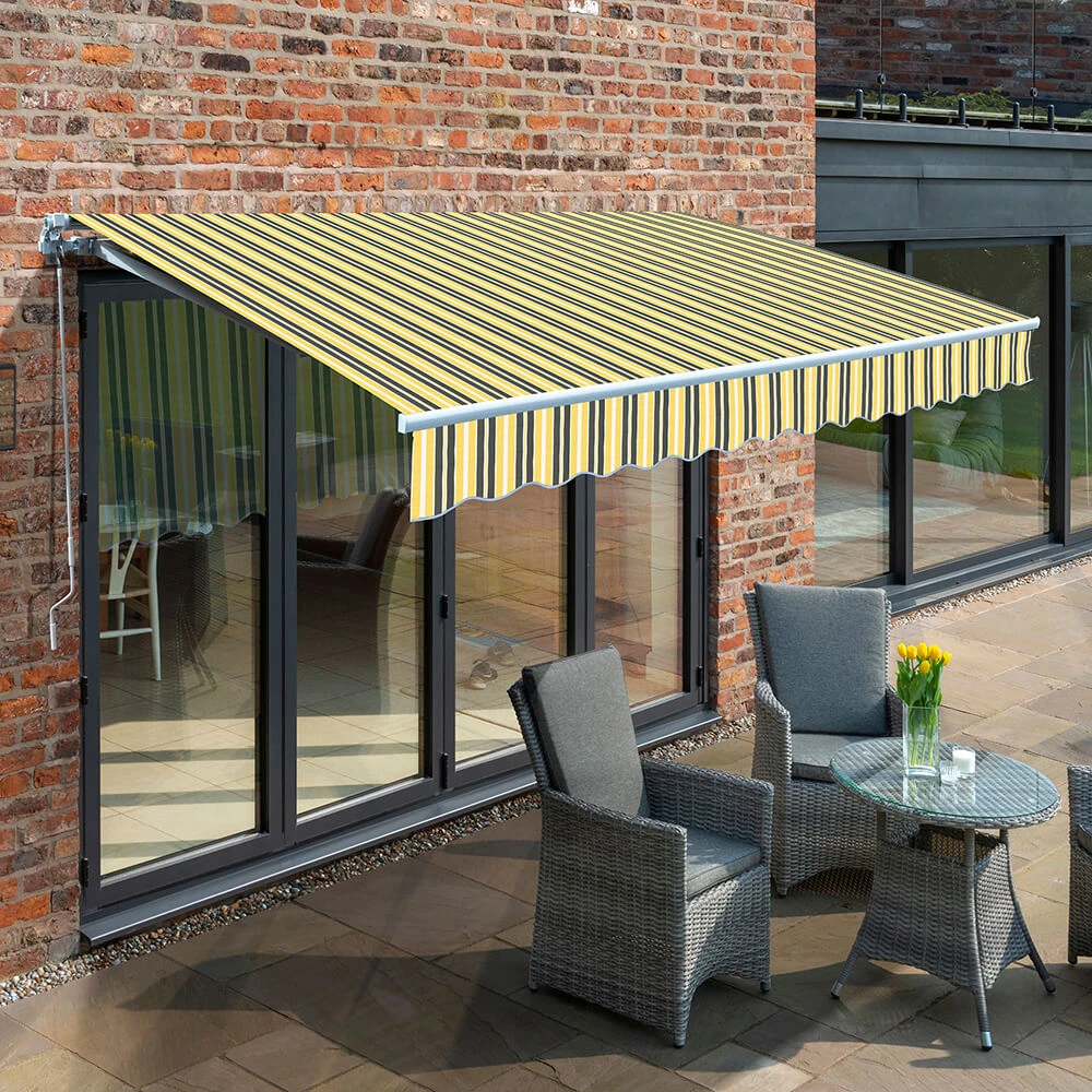 2.5m Budget Manual Awning, Yellow And Grey 3 2.5m Budget Manual Awning, Yellow And Grey