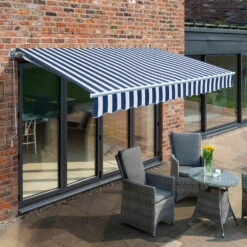 3.0m Budget Manual Awning, Blue And White
