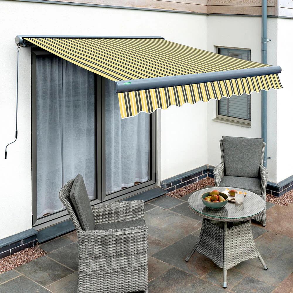 5.0m Full Cassette Electric Yellow And Grey Awning (Charcoal Cassette) 3 5.0m Full Cassette Electric Yellow And Grey Awning (Charcoal Cassette)