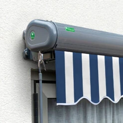 4.0m Full Cassette Electric Blue And White Awning (Charcoal Cassette) 9 4.0m Full Cassette Electric Blue And White Awning (Charcoal Cassette) -Primrose Full 20Casette Black blue and white sml 2 20ead377 2353 47f1 b220 f5a7f0015ee3