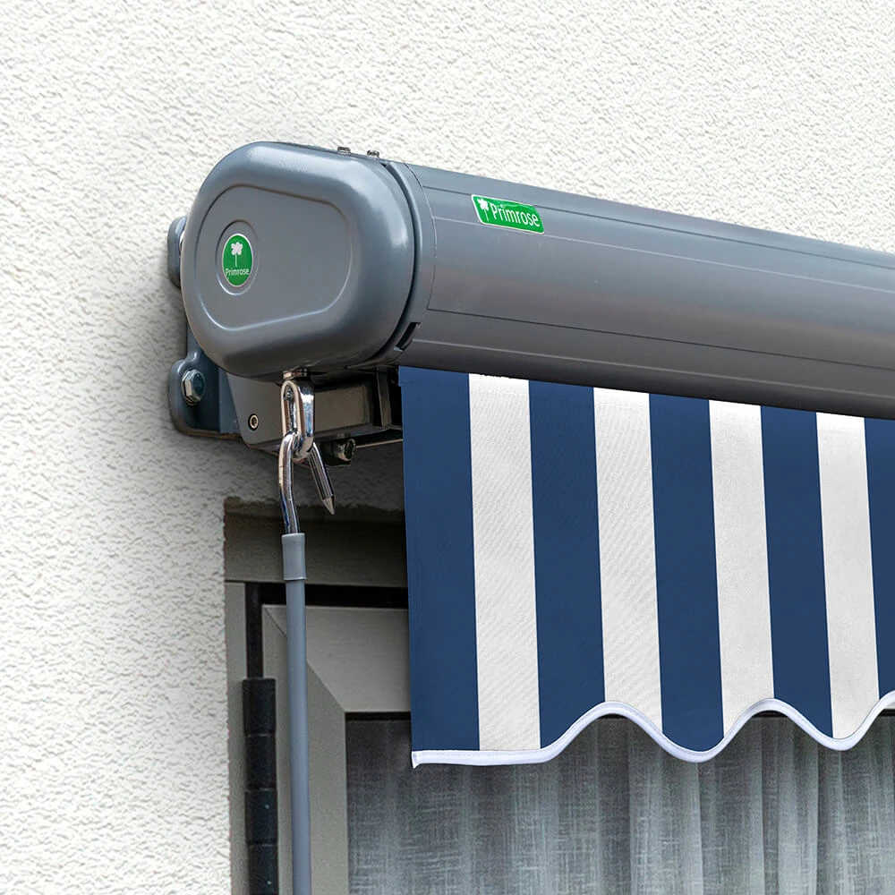 5.0m Full Cassette Electric Blue And White Awning (Charcoal Cassette) 4 5.0m Full Cassette Electric Blue And White Awning (Charcoal Cassette) - Image 2