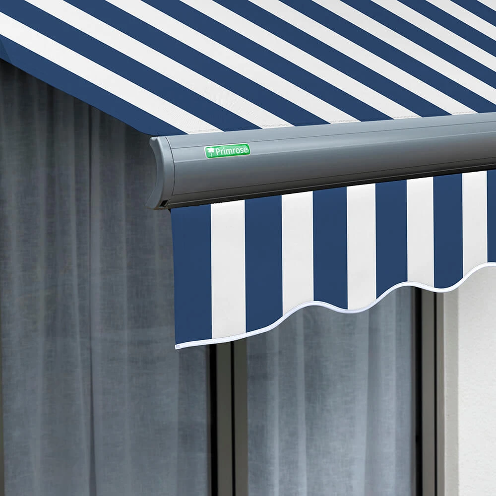4.0m Full Cassette Electric Blue And White Awning (Charcoal Cassette) 8 4.0m Full Cassette Electric Blue And White Awning (Charcoal Cassette) - Image 6