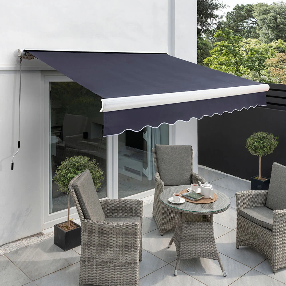 4.0m Full Cassette Electric Awning, Plain Dark Blue 3 4.0m Full Cassette Electric Awning, Plain Dark Blue