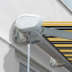 2.5m Full Cassette Electric Awning, Yellow And Grey Stripe -Primrose Full 20Cassette Yellow 20and 20Grey 3 7a1d839a 98dd 4149 9047 65dc354cfecd