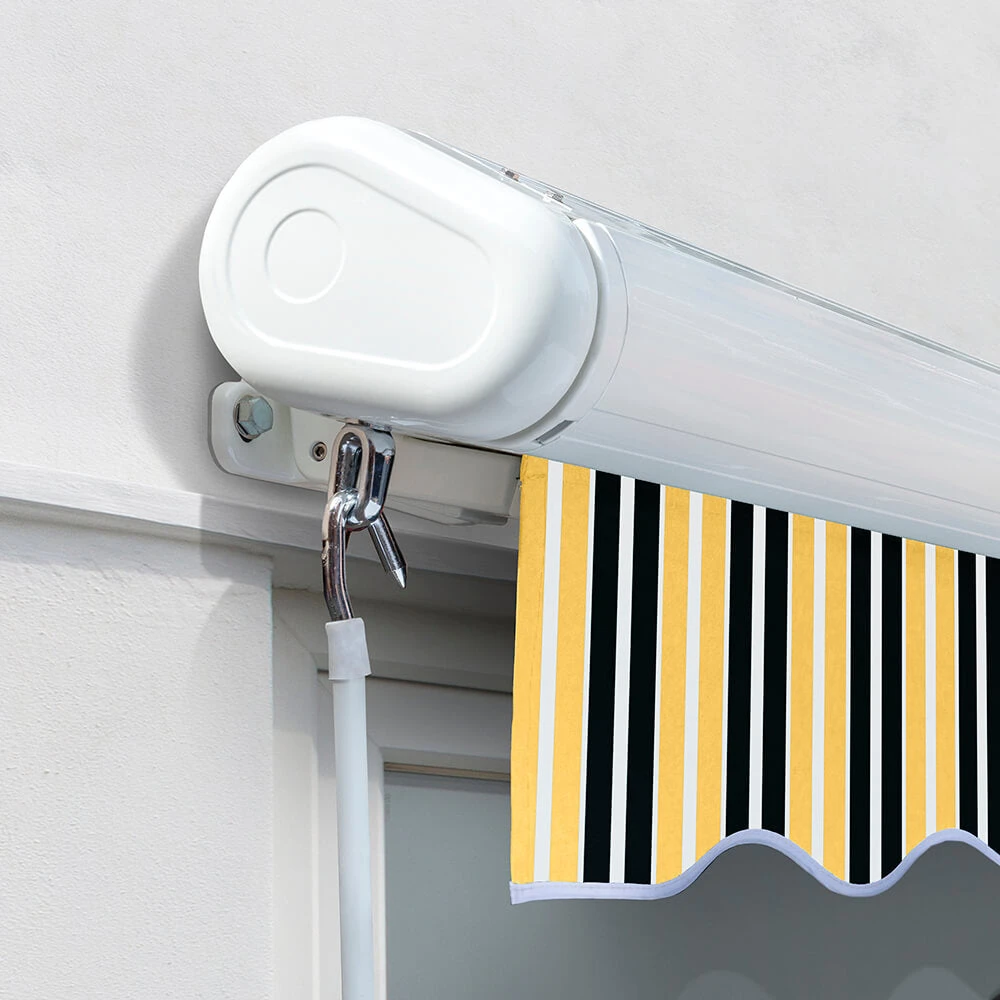 4.5m Full Cassette Electric Awning, Yellow And Grey Stripe 7 4.5m Full Cassette Electric Awning, Yellow And Grey Stripe - Image 5