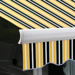 2.5m Full Cassette Electric Awning, Yellow And Grey Stripe -Primrose Full 20Cassette Yellow 20and 20Grey 5 0c6c2622 96ce 46f1 8849 b6eba917af45