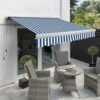 4.5m Full Cassette Electric Awning, Blue And White Stripe