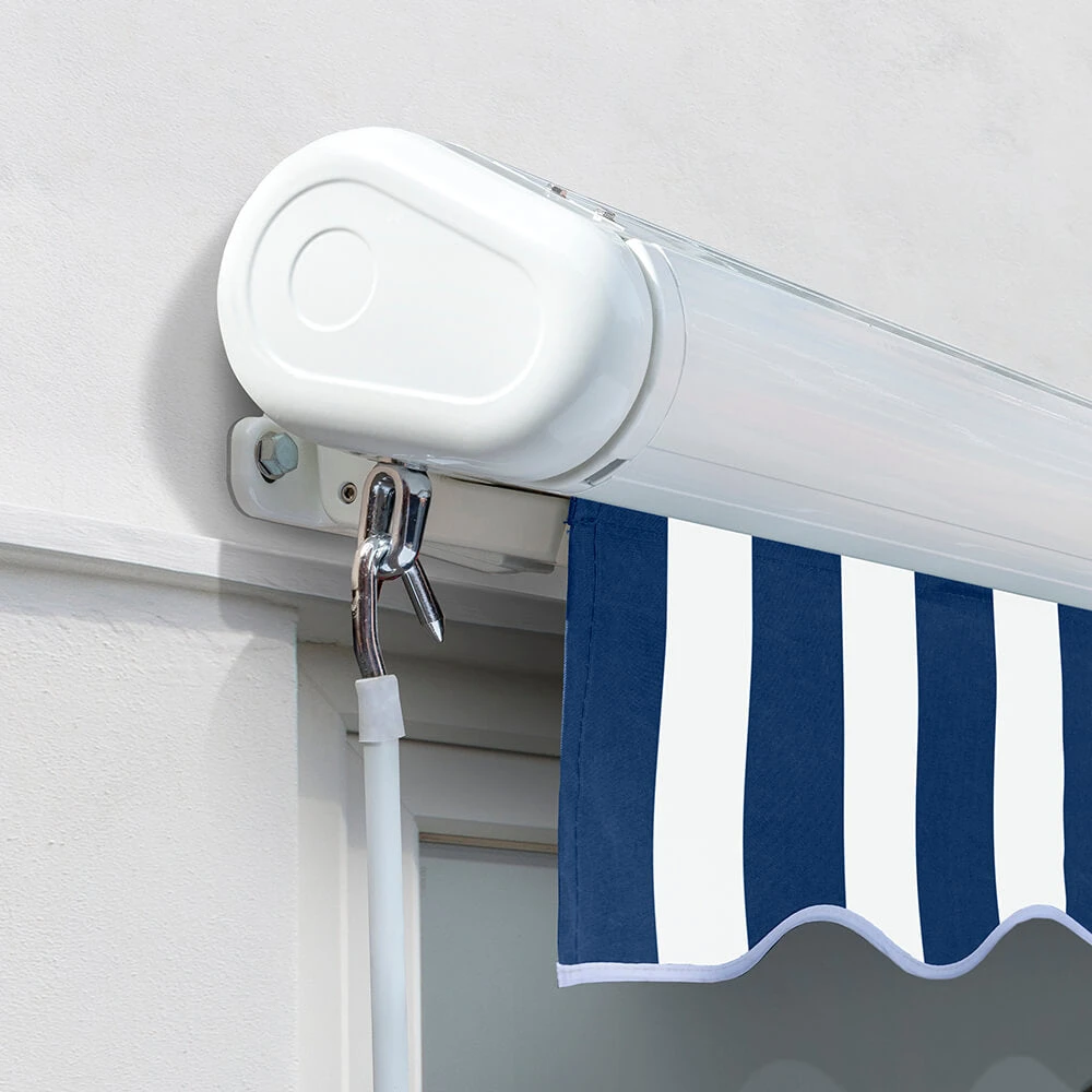 4.5m Full Cassette Manual Awning, Blue And White Stripe 7 4.5m Full Cassette Manual Awning, Blue And White Stripe - Image 5