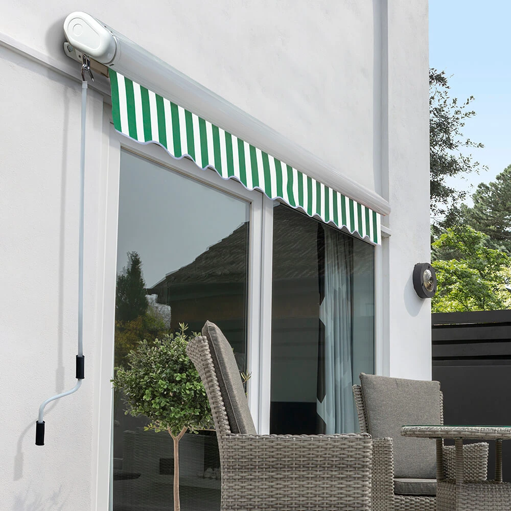4.5m Full Cassette Electric Awning, Green And White Stripe 4 4.5m Full Cassette Electric Awning, Green And White Stripe - Image 2