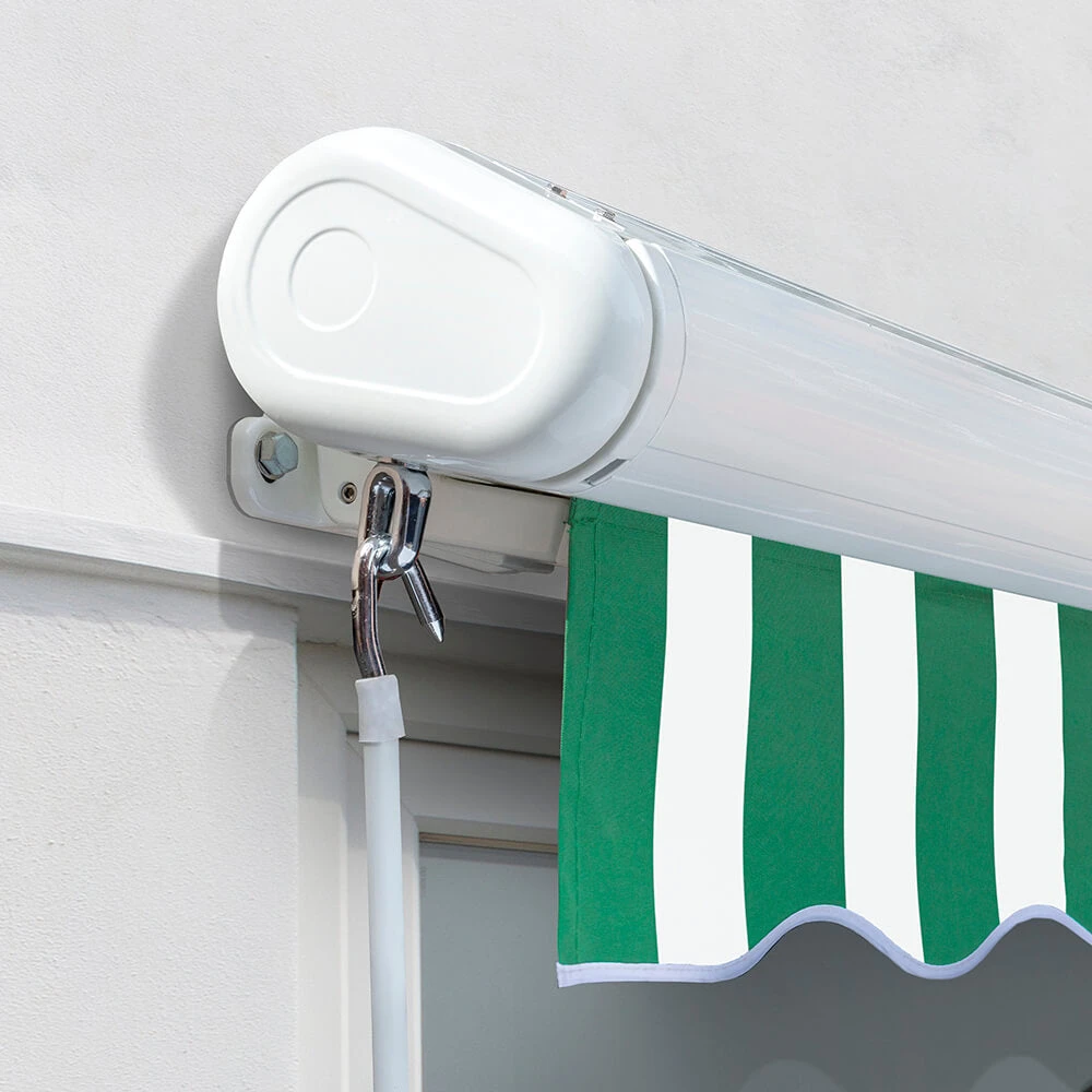 2.5m Full Cassette Electric Awning, Green And White Stripe 7 2.5m Full Cassette Electric Awning, Green And White Stripe - Image 5
