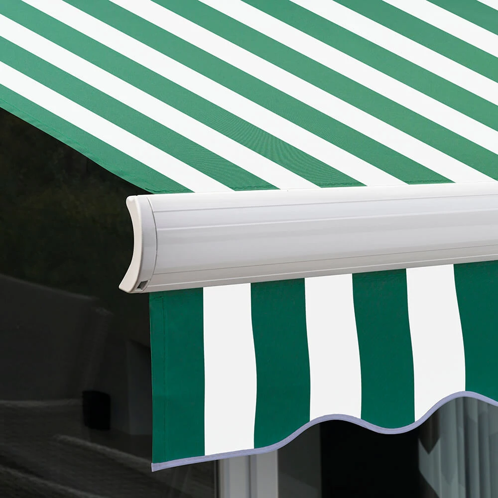 3.5m Full Cassette Manual Awning, Green And White Stripe 8 3.5m Full Cassette Manual Awning, Green And White Stripe - Image 6