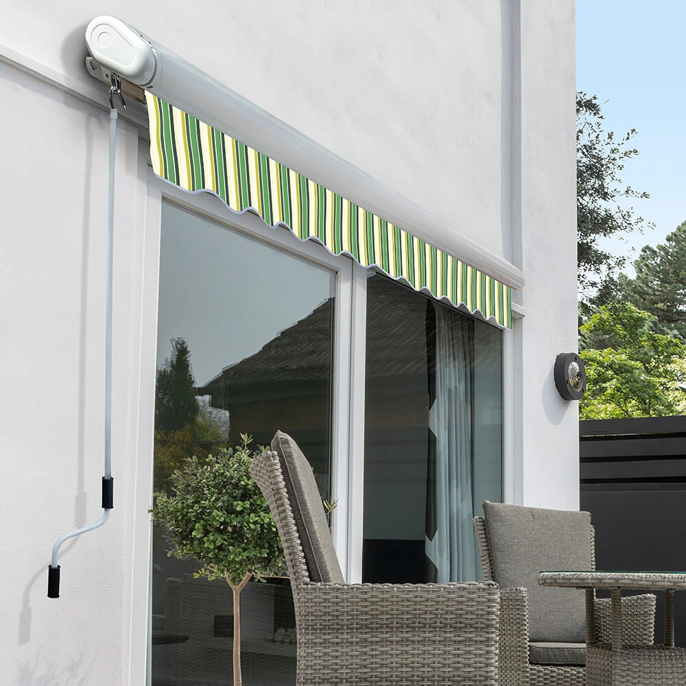 4.0m Full Cassette Electric Awning, Green Stripe Acrylic 4 4.0m Full Cassette Electric Awning, Green Stripe Acrylic - Image 2