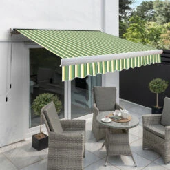 4.0m Full Cassette Electric Awning, Green Stripe Acrylic