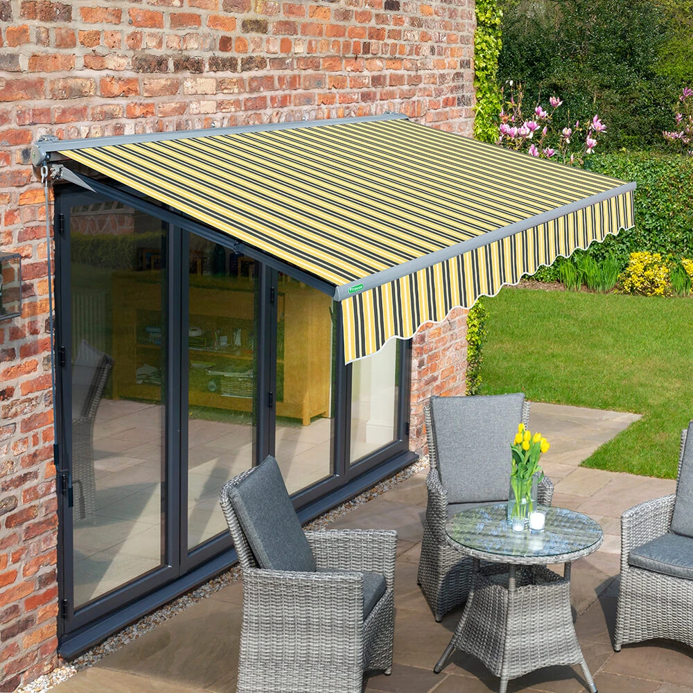 3m Half Cassette Electric Yellow And Grey Awning (Charcoal Cassette) 3 3m Half Cassette Electric Yellow And Grey Awning (Charcoal Cassette)