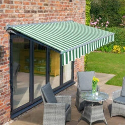 3.5m Half Cassette Electric Green And White Awning (Charcoal Cassette)