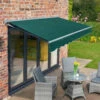 4m Half Cassette Electric Plain Green Awning (Charcoal Cassette)