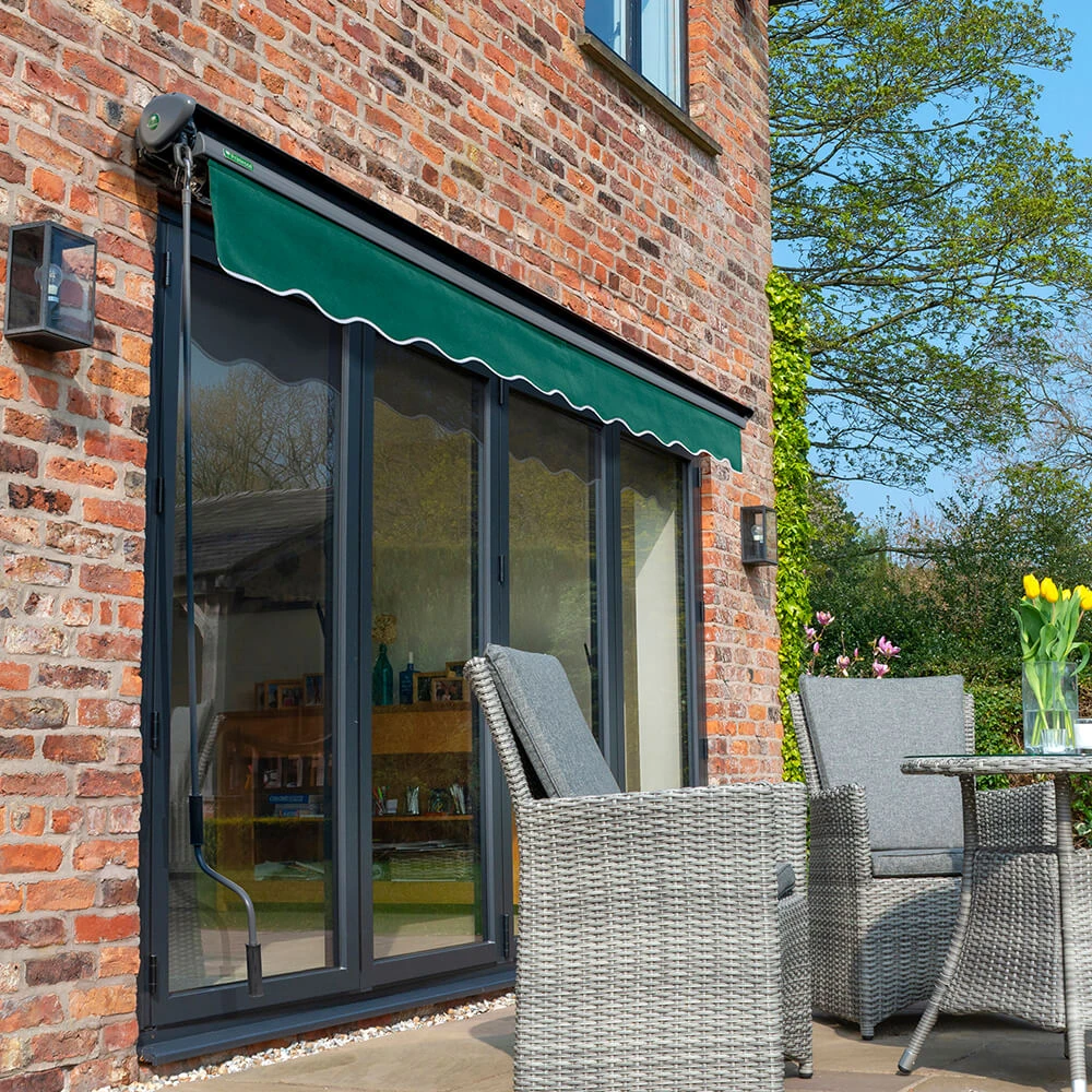 2.5m Half Cassette Manual Plain Green Awning (Charcoal Cassette) 4 2.5m Half Cassette Manual Plain Green Awning (Charcoal Cassette) - Image 2