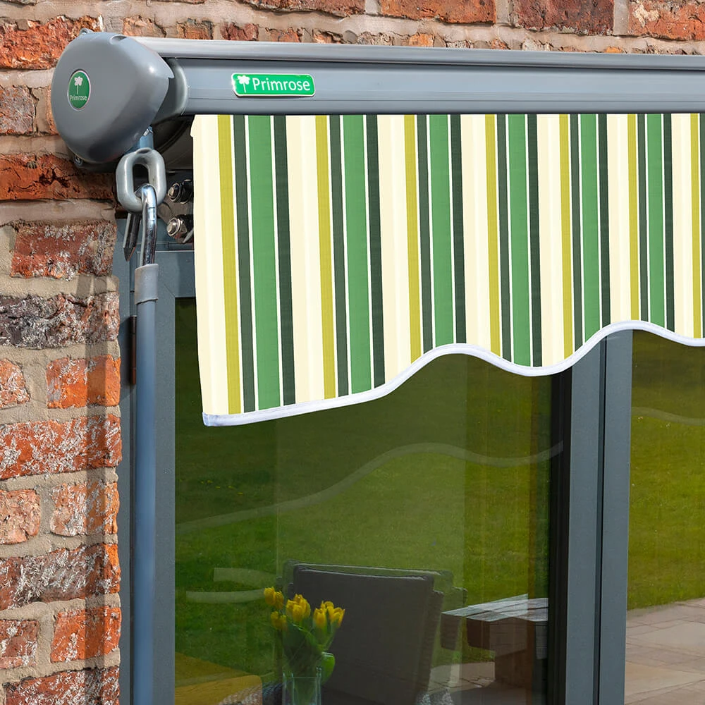 3.5m Half Cassette Electric Green Stripe Awning (Charcoal Cassette) 4 3.5m Half Cassette Electric Green Stripe Awning (Charcoal Cassette) - Image 2