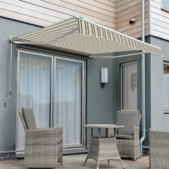 2.5m Half Cassette Electric Patio Awning, Multi Stripe
