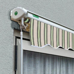 2.5m Half Cassette Manual Awning, Multi Stripe 10 2.5m Half Cassette Manual Awning, Multi Stripe -Primrose Half 20Casette 20White AWNCVR14 20Multistripe 3