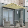 4.5m Half Cassette Electric Awning, Yellow And Grey Stripe