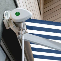 3.5m Half Cassette Electric Awning, Blue And White Even Stripe -Primrose Half 20Casette 20White blue and white sml 2 120091ab 8b61 4be2 aac3 0c61e2f2db45