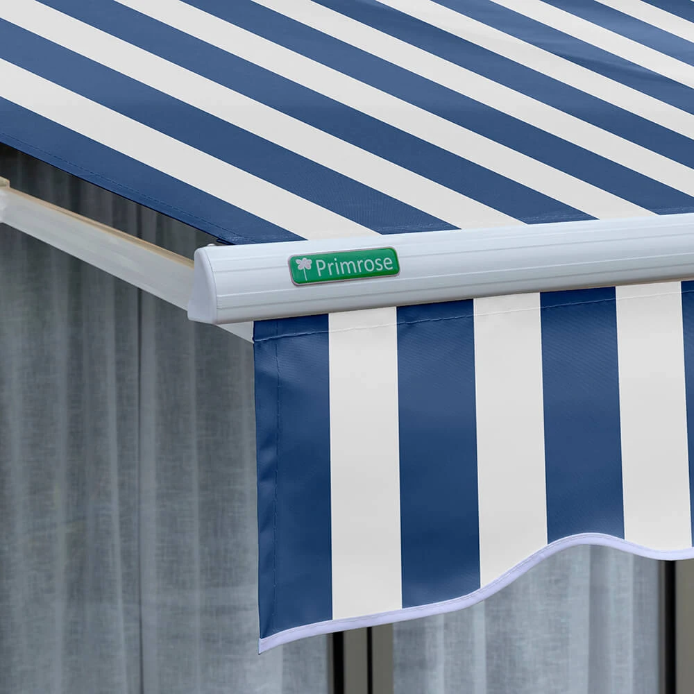 4.5m Half Cassette Electric Awning, Blue And White Stripe 7 4.5m Half Cassette Electric Awning, Blue And White Stripe - Image 5