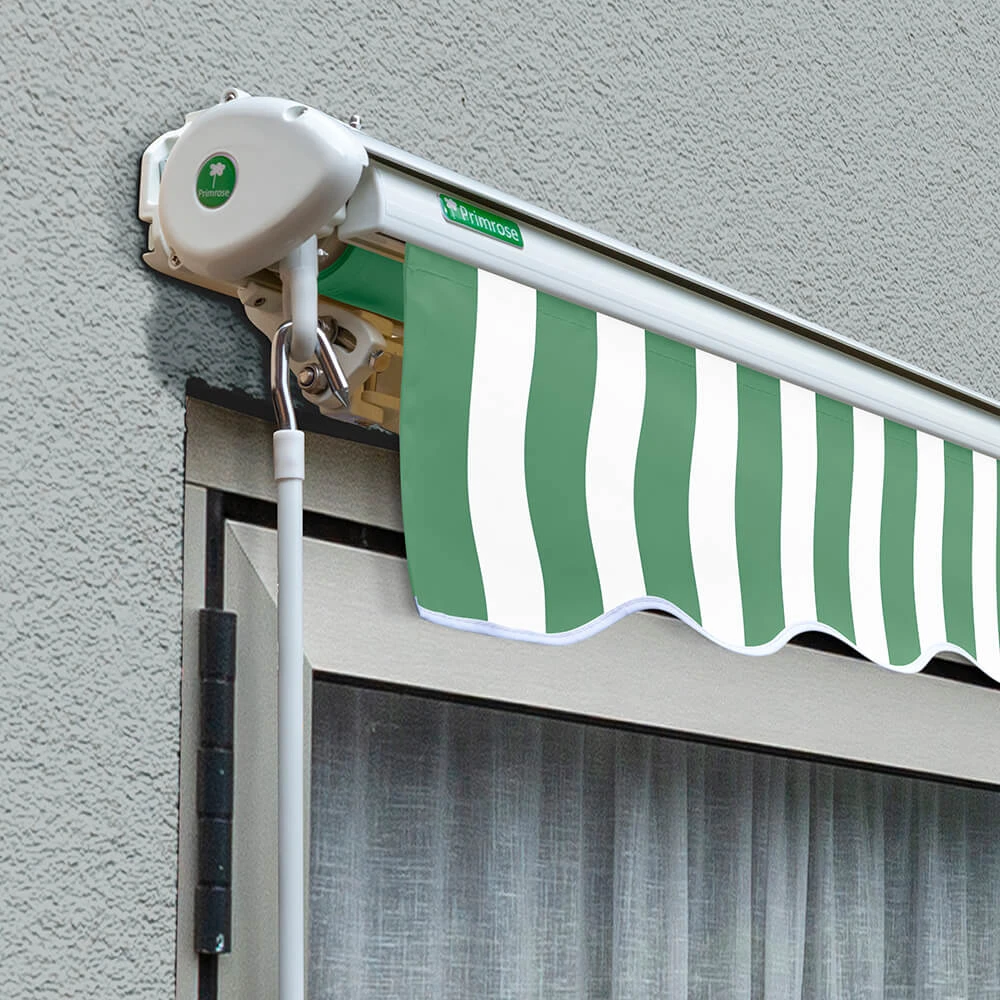 2.5m Half Cassette Electric Awning, Green And White Even Stripe 4 2.5m Half Cassette Electric Awning, Green And White Even Stripe - Image 2