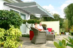 3.0m Half Cassette Electric Awning, Green And White Stripe (4.0m Projection)