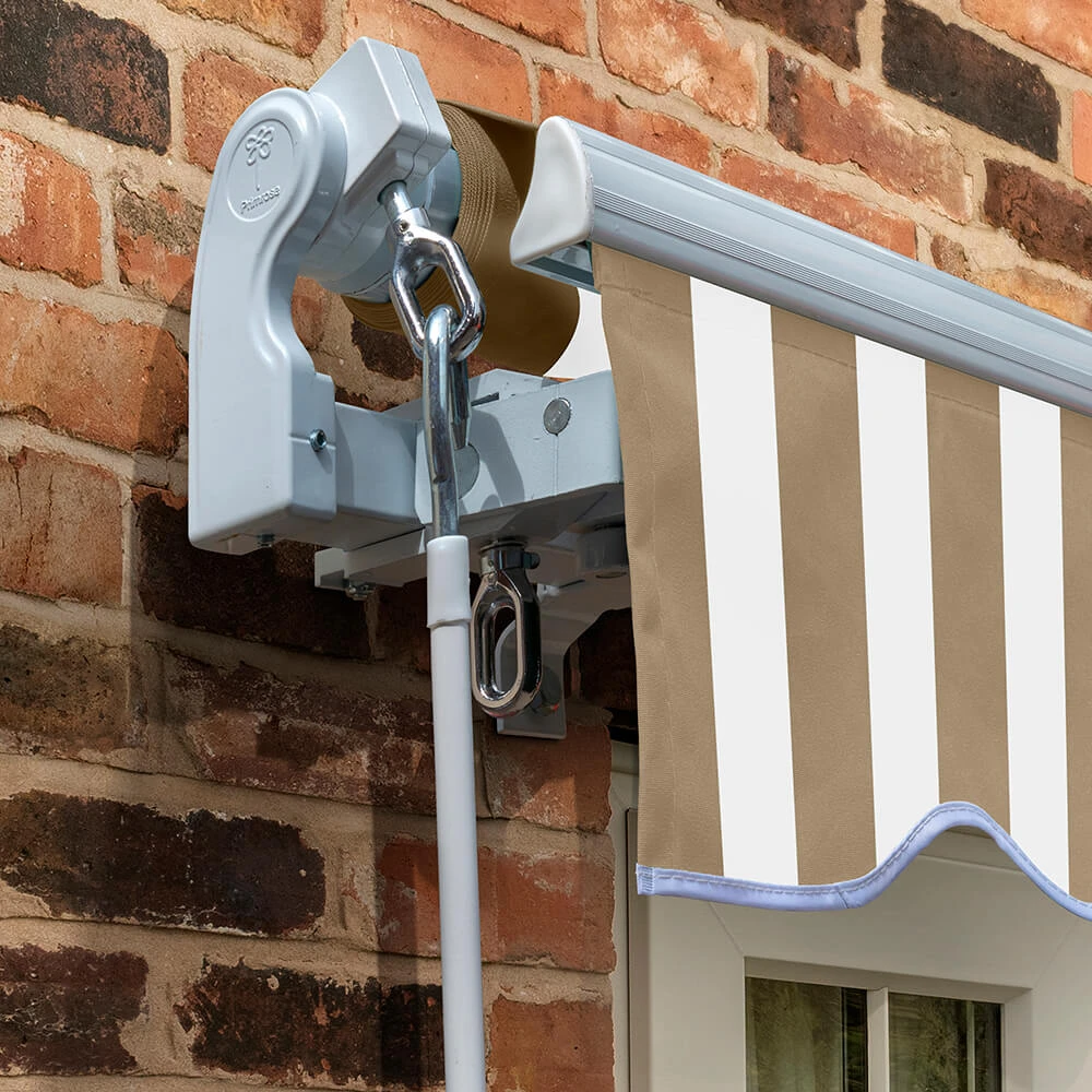 4.5m Standard Manual Awning, Mocha Brown And White Stripe 4 4.5m Standard Manual Awning, Mocha Brown And White Stripe - Image 2