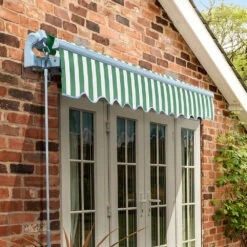 3.0m Standard Manual Awning, Green And White Even Stripe -Primrose Standard green and white sml 1 c27a11fc fb32 4ee1 85c7 4fe043b18073
