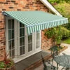 3.0m Standard Manual Awning, Green And White Even Stripe