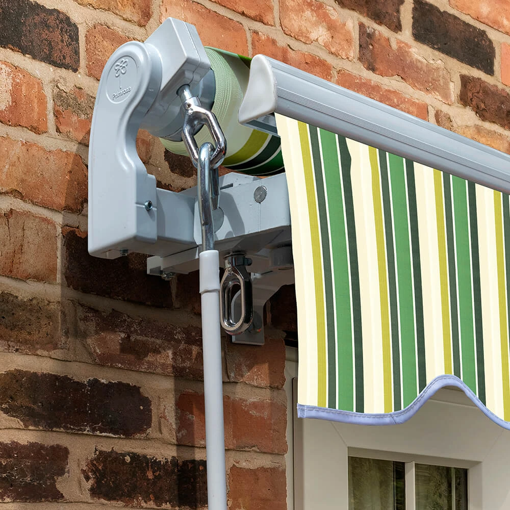 2.0m Standard Manual Awning, Green Stripe Acrylic 4 2.0m Standard Manual Awning, Green Stripe Acrylic - Image 2