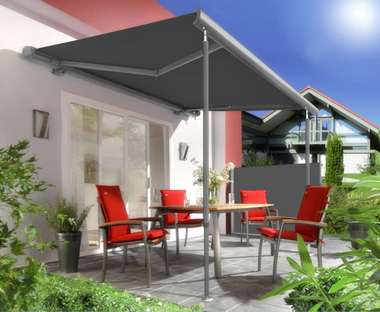 Support Pole Kit For Awnings - Adjustable 1.7m To 2.9m (Charcoal) 3 Support Pole Kit For Awnings - Adjustable 1.7m To 2.9m (Charcoal)