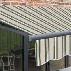 2.5m Budget Manual Multistripe Awning (Charcoal Cassette) -Primrose awn budget charcoal multistripe 6