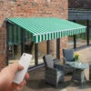 2.5m Budget Wireless Electric Awning, Green And White