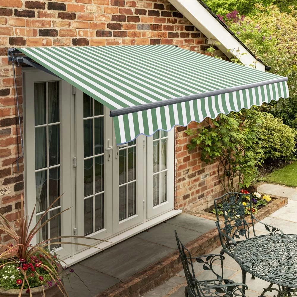 4m Standard Manual Green And White Awning (Charcoal Cassette) 3 4m Standard Manual Green And White Awning (Charcoal Cassette)