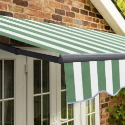 2.5m Standard Manual Green And White Awning (Charcoal Cassette) 14 2.5m Standard Manual Green And White Awning (Charcoal Cassette) -Primrose awn standard charcoal greenwhitestripe 6