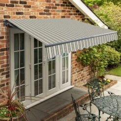 4m Standard Manual Multistripe Awning (Charcoal Cassette)