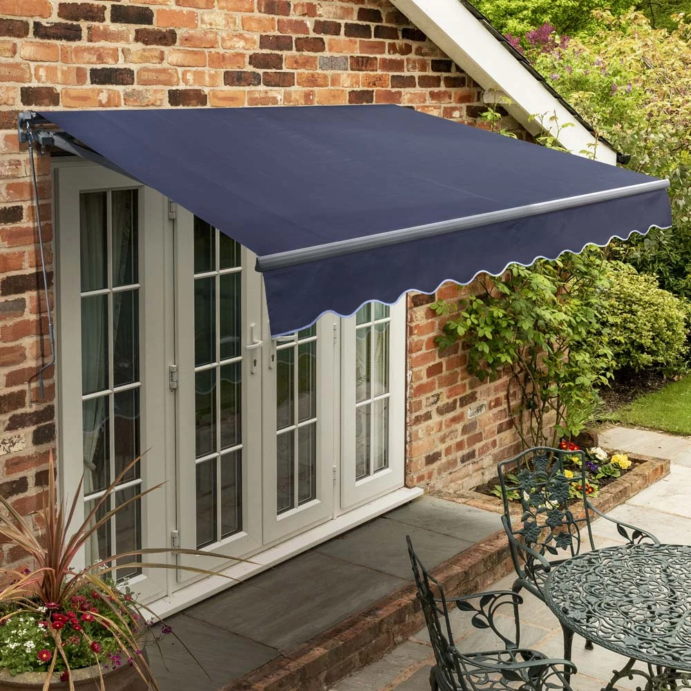 2.5m Standard Manual Plain Dark Blue Awning (Charcoal Cassette) 3 2.5m Standard Manual Plain Dark Blue Awning (Charcoal Cassette)