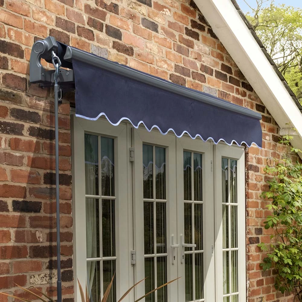 4m Standard Manual Plain Dark Blue Awning (Charcoal Cassette) 4 4m Standard Manual Plain Dark Blue Awning (Charcoal Cassette) - Image 2
