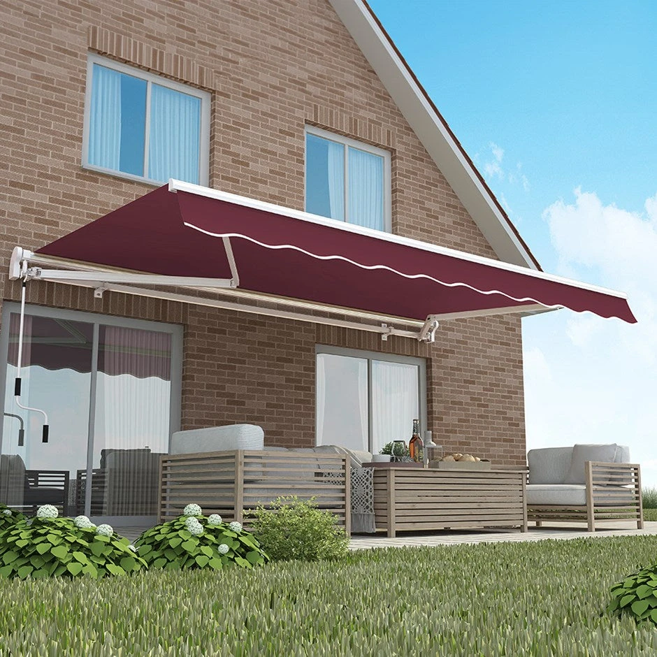 3.5m Budget Manual Awning, Burgundy 3 3.5m Budget Manual Awning, Burgundy