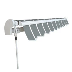 3.0m Budget Manual Awning, Pin Striped Grey -Primrose budget manual psg 2 4