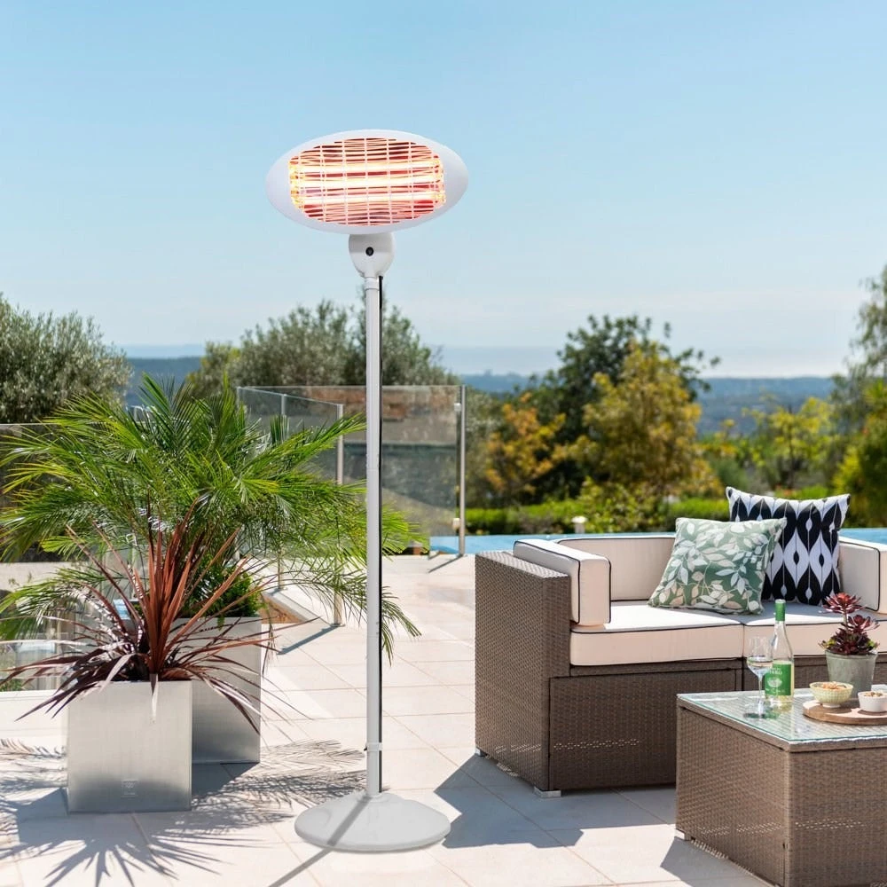 Freestanding Electric Quartz Bulb Patio Heater In White| Heatlab® 4 Freestanding Electric Quartz Bulb Patio Heater In White| Heatlab® - Image 2