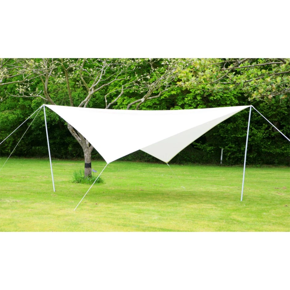 Portable Ivory Shade Sail Kit W/ Poles, Ropes And Pegs - Easy Set Up - Square 3 Portable Ivory Shade Sail Kit W/ Poles, Ropes And Pegs - Easy Set Up - Square