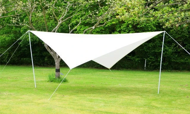 Portable Ivory Shade Sail Kit W/ Poles, Ropes And Pegs - Easy Set Up - Square 4 Portable Ivory Shade Sail Kit W/ Poles, Ropes And Pegs - Easy Set Up - Square - Image 2