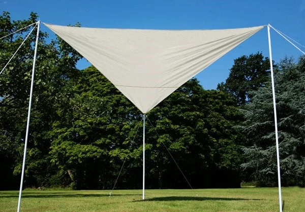 Portable Ivory Wind Break Kit W/ Poles, Ropes And Pegs - Triangle 4 Portable Ivory Wind Break Kit W/ Poles, Ropes And Pegs - Triangle - Image 2