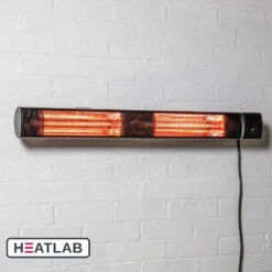 3kW IP44 Wall Mounted Electric Patio Heater Remote Control In Silver By Heatlab®