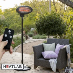 Freestanding Electric Quartz Bulb Patio Heater W/ Remote | Heatlab® -Primrose pr0000007893